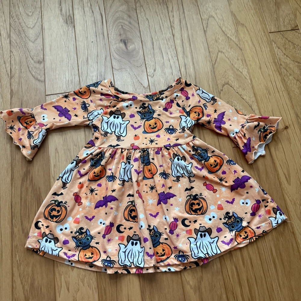 SheaBaby Halloween Baby Dress with Ghosts and Pumpkins